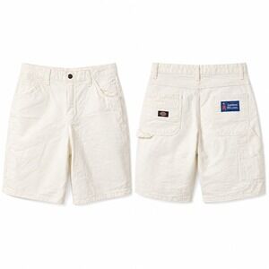 Vtg DICKIES Sherman Williams Carpenter Painter Denim Shorts Sz 30 White 90s Y2K